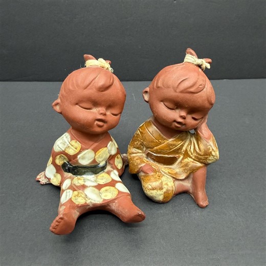 Vintage Japanese Clay Bisque Child Figurines Set of 2, Seto Craft Folk Art Terracotta Figures, Redware Kimono Decor - Etsy Canada