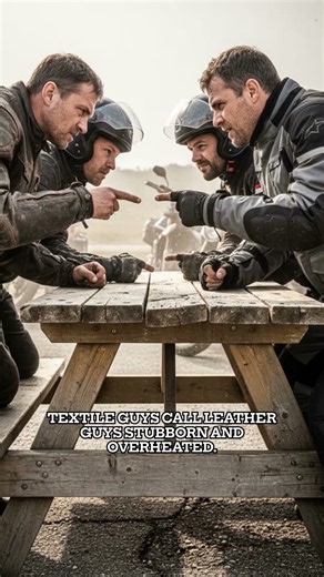 A look at the long-running debate between leather and textile riding gear, weighing traditional