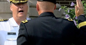 Two-star general sworn in on steps of Elder High