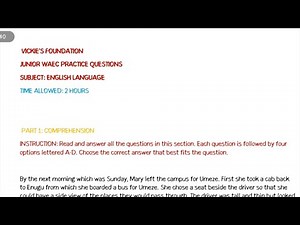 JSS3 English Language: Junior WAEC Practice Questions