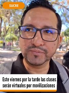 Presencia de maestros en la marcha en Sucre y clases virtuales