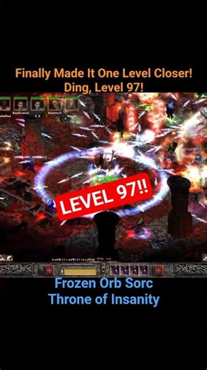 LEVEL 97 DING! 🎉 Throne of Insanity Map XP Bomb! #projectdiablo2 #shorts #trending