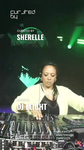 Curated by on Instagram: "→ DJ Flight A pillar of drum & bass culture, DJ Flight has spent over 25 years navigating the deep frequencies of the underground where rhythm meets resistance and history lives in the bassline. Flight’s influence has shaped generations. Her sets fluid, fierce, and deeply intuitive tell stories that stretch from pirate radio to global stages. For the heads who know the roots and for the new wave still finding their frequency. Join the next Curated by SHERELLE on 22/11/2