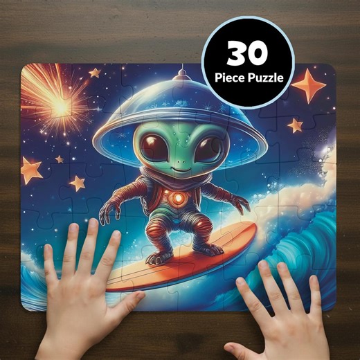Alien Puzzle for Kids Extraterrestrial Outer Space Gift Science Lover Gift Preschool Homeschool Educational Toy Surfing Lover UFO Decoration - Etsy