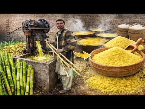 Sugarcane Juice Extraction and Powder Sugar Making Process | From Cane to Sugar Factory