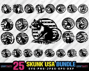 Skunk Usa Flag Bundle Svg Png Jpeg Eps Dxf Engrave Silhouette Clipart Cricut Laser Vector Commercial Use Custom Skunk Usa Flag Animal Vector - Etsy Australia