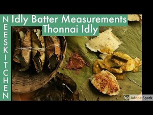 Idli batter measurements with Idly rava & Thonnai idly