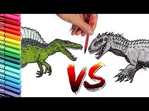 Spinosaur VS Indominus Rex Color Pages - Learn to Draw and Paint Dinosaurs From Jurassic World