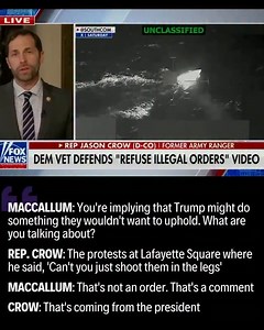 12K views · 2.8K reactions | Weird interview. MacCallum asks Crow what are examples of unlawful orders that Trump *might* give that soldiers would be bound by the UCMJ not to obey. Crow then lists a series of possible examples, all drawn from things Trump has said. And MacCallum says, in essence, "But he hasn't given those orders yet." Correct - the video is about what might happen in the future. What part of that is hard to understand? -James Surowiecki | The Resistance | Facebook