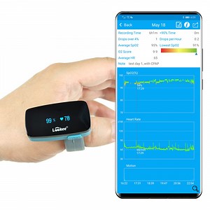 LOOKEE® Ring Sleep Oxygen Monitor with Vibration Reminder for Low O2 | Continuous Ring Pulse Oximeter Tracks Blood Oxygen Level and Heart Rate