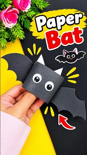 DIY Halloween Bat Craft With Black Paper/Simple paper craft ideas for kids #shorts #ytshorts #sabbo