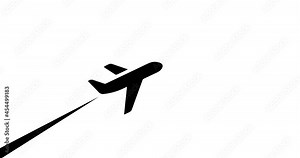 simple airplane clip art animation footage on white background. 4k