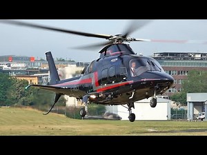 Luxurious Agusta Westland AW109 SP Grand New takeoff & landing at Paris heliport