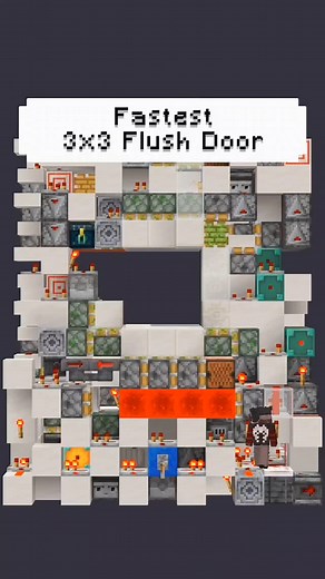 redbgc | Minecraft Redstone on Instagram: "Fastest 3x3 Seamless Flush Door. 11×8×14 = 1,232b 1s open 1.5s close By : redbgc & rixil World Download & Resource Pack In My Bio: RedRefinedRs - redbgc #minecraft #minecraftbedrock #mc #minecraftpe #minecraftbuilds #minecraftmemes #redstone #redbgc #redstonerspub"