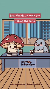 Exit Interviews In A Nutshell 😏 Birdie Quits | Original Audio: Ali Woods #interview #job #quit #office #work #animation #mushroom #bird #understudio | Under Studio
