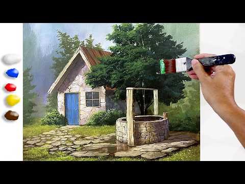 How to Paint House with Deep Well in Acrylics / Time-lapse / JMLisondra