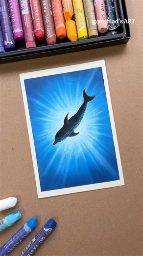 Easy Underwater Dolphin Drawing 🌊🐬 | Oil Pastel Art Tutorial for Beginners