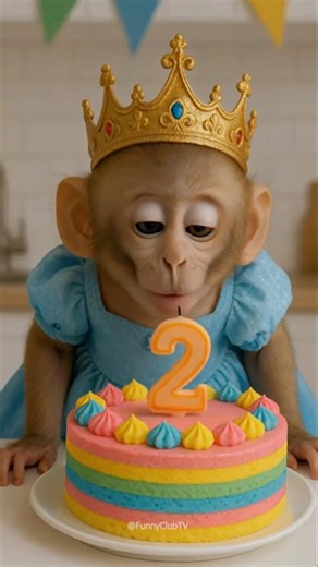 عيد ميلاد القرد|قرد كيوت|قرد مشاكس|قرد صغير|اجمل قرد|قرد يأكل حلوه 🎂🦍🎉