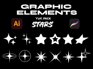 Y2K Star Graphics Pack | 12 Assets for Clothing | Graphic Design | Streetwear Start-up | Clothing Brand Assets - Etsy