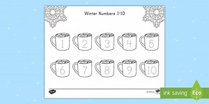 Winter Numbers 1-10 Tracing Worksheet