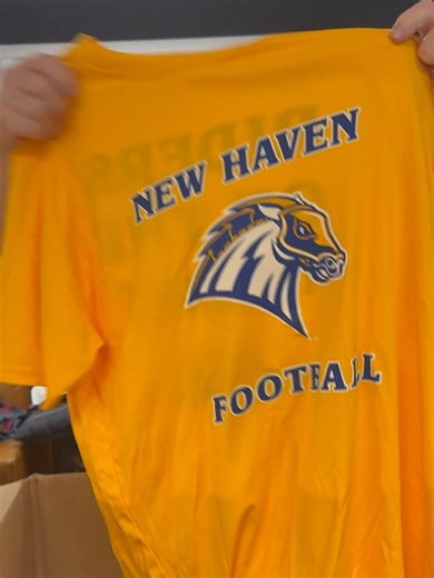 We got a great box from New Haven, CT!!! It's the New Haven Chargers! They're a new D1 program and they are on the rise, man! Thank you to Coach Powell and @unewhaven for sending this stuff!! Even though it's weird to say as an ex-Raider... Let's go Chargers!!
