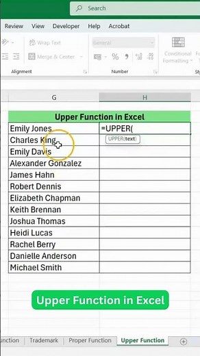 Upper Function in Excel #excel