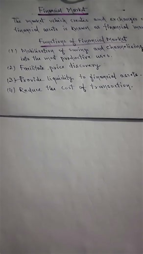 Meaning and Functions of Financial Market, Class -XII Com.