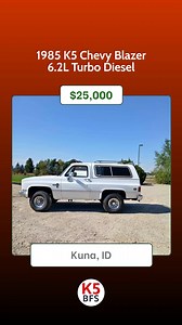 New Listings on Blazer For Sale! 1.) 1985 K5 Chevy Blazer 6.2L Turbo Diesel located in Kuna, ID – Asking $25,000 2.) 84 K5 Blazer located in Middleville, MI – Asking $6,000 3.) 1985 K5 Blazer located in Kapolei, HI – Asking $30,000 4.) 1986 Chevy K5 Blazer Good Project Truck V8 Auto 4x4 located in New Haven, CT – Asking $3,000 To get more info on these vehicles and see more, visit the K5 Blazer / Jimmy only marketplace on our website. #k5blazer #k5blazerforsale #chevyk5blazer #chevyk5blazerforsa