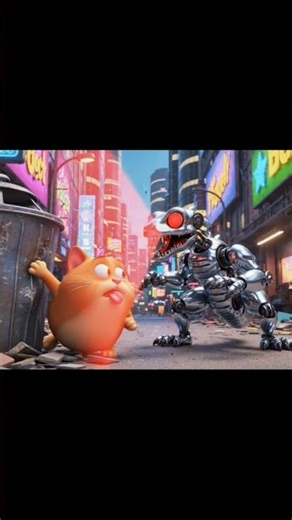 Robot Lizard Chases Funny Cat – 3D Animation