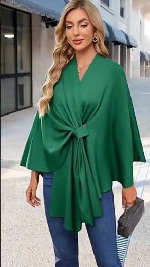 Women's Elegant Open-Front Poncho Sweater – Soft Shawl Wrap Cardigan for Spring, Fall & Winter