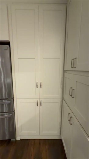 Kitchen walk through cabinet leading into a walk-in pantry #kitchenideas #kitchenremodel