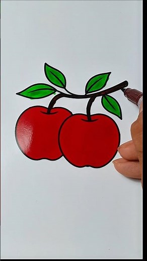 Apple Coloring Tutorial Step by Step Art Guide 🍎✨ #colors #shorts
