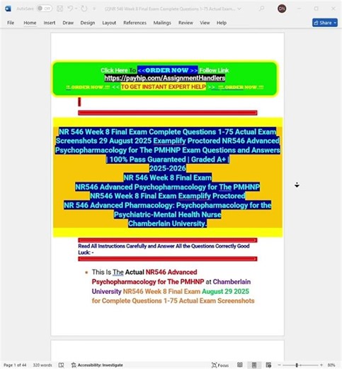 NR 546 Week 8 Final Exam Complete Questions 1-75 Actual Exam Screenshots Examplify