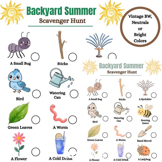 Backyard Summer Scavenger Hunt Printable for Kids, Outdoor Activity, Picture & Word Hunt, Toddler Preschool Game, Instant Download PDF - Etsy