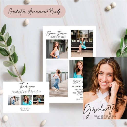 Modern Graduation Announcement Bundle, Party Invite, Senior Card (digital Download) - Etsy