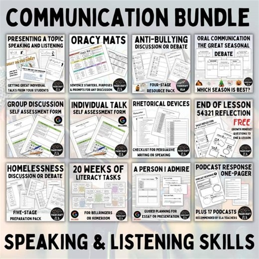 Speaking and Listening BUNDLE for Oral Communication, Discussion, Presentations