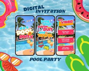 Tropical Animated Pool Party Invitation, 30th Bday Summer Party Invite, Pool Birthday Celebration, Fun Swimming Party, Digital Download - Etsy
