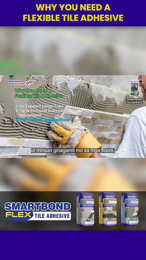 WHY YOU NEED A FLEXIBLE TILE ADHESIVE Large-format tiles easily crack, bend, or pop when exposed to changing temperatures, outdoor conditions, or surface vibrations. Using regular tile adhesive can’t handle expansion and contraction, leading to hollow sounds, lifted tiles, and long-term tile failure—especially on exterior walls, outdoor floors, and 60×60 installations. SmartBond FLEX Tile Adhesives solve these problems with advanced flexibility and strong bonding power. It absorbs movement, prev