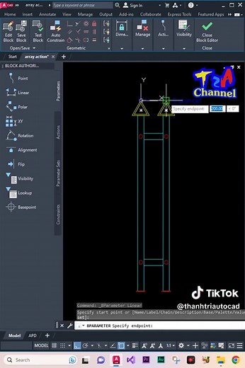 Block động trong autocad array action #autocad #autocadtutorial #autocad2d #autocaddesigning #dynamicblock #blockdong
