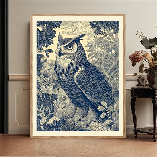 Folk Owl Wall Art, Linocut Animal Print, Scandinavian Nature Illustration, Woodcut Wildlife Art, Nordic Nature Decor - Etsy