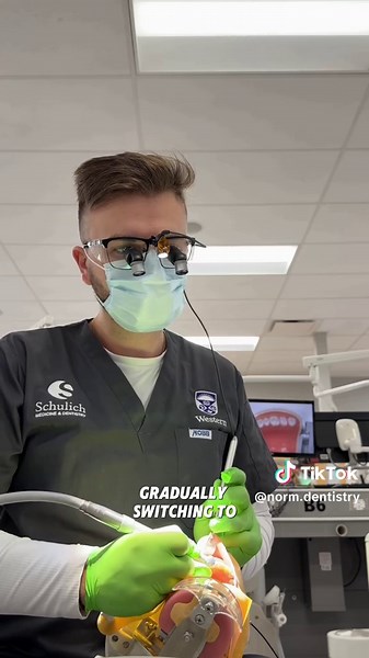 Ep.55 First Canine Crown Prep🦷 Wearing my favorite underscrubs from @wearfigs And amazing ergo loupes from Orascoptic #dentalstudent #dentist #dental #dentalschool #figs