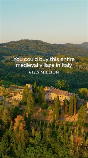 A 9th-century medieval village in Umbria's rolling hills sits on seven hectares of fenced parkland between Tuscany and the Tiber Valley. The borgo includes 19 residential units totaling 4,200 square meters, seven completed with high-quality finishes and private pools, while 12 remain in advanced raw state ready for custom interiors. The property spans over 30 hectares with 1,200 productive olive trees, three hectares of vineyards, walnut groves and truffle grounds. Two artificial lakes and multi