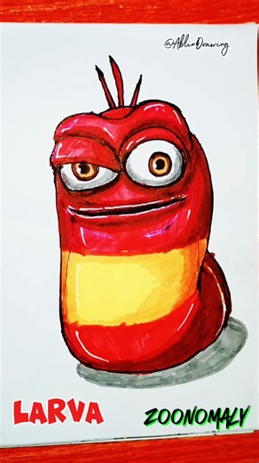 Drawing Stickman to Smiling Larva Monster