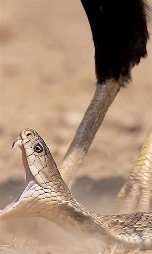 Secretary bird hold Snake