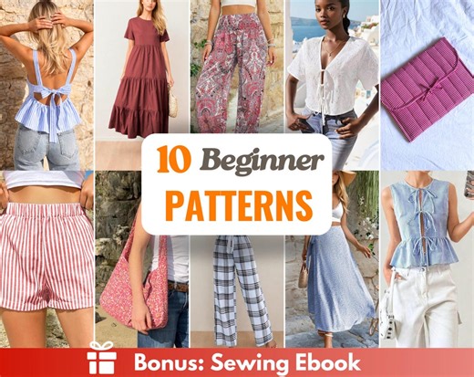 Beginner Sewing Patterns Bundle +10 | Easy Sewing Patterns | Women Sewing Patterns | Beginner Sewing | Dress Top Skirt Pants Jacket Patterns - Etsy