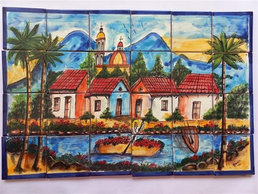 25" CERAMIC TILE MURAL Mexican Talavera Mosaic Hand Painted Clay Backsplash - Etsy Canada