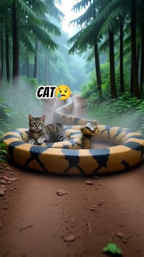 cat in jungle anaconda😢 #shorts #trendingshorts #cat #anaconda