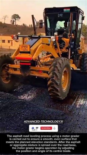 Asphalt Road Leveling Process Using a Motor Grader !! #innovation #tool