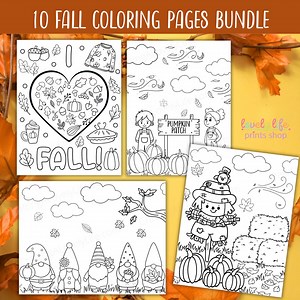 10 Printable Fall Coloring Pages Bundle | Autumn Coloring Sheets for Kids & Adults | Cozy Pumpkin, Leaves and Harvest Activity Pages - Etsy