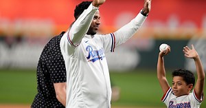 Watch: Elvis Andrus, family throw out first pitch after retirement with Texas Rangers